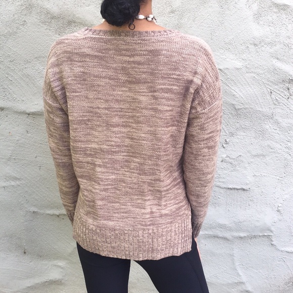 Beige knit sweater, Heather sweater, crewneck sweater, high low sweater - Picture 10 of 11